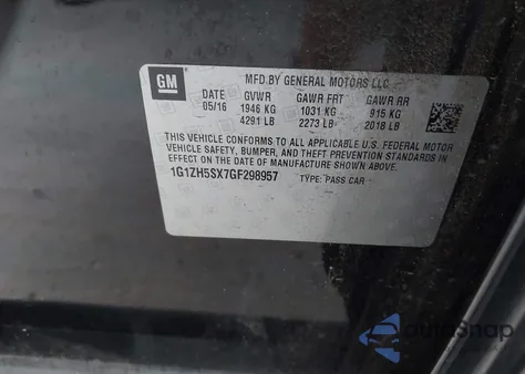 2016 Chevrolet Malibu Premier from USA, damaged, VIN 1G1ZH5SX7GF298957